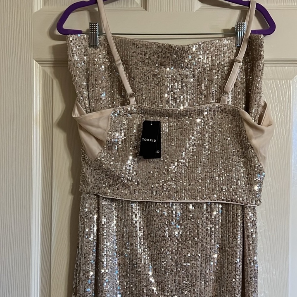 Torrid Gold Sequin Embellished Skirt Set